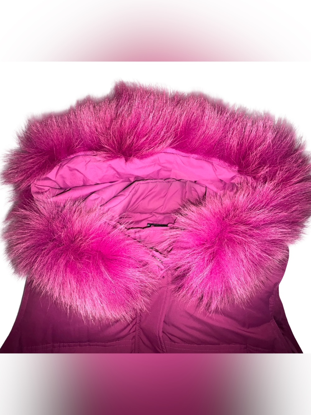Bernardo XL  Magenta Down Puffer Vest Fox Fur Hood Winter Ski - Picture 5 of 11